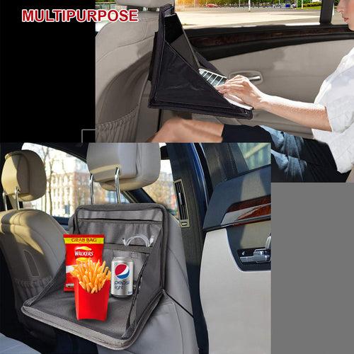 Car Laptop Desk Organizer Stand Foldable Backseat Food Eating Tray Accessories Holder Desk - Made in India - Black