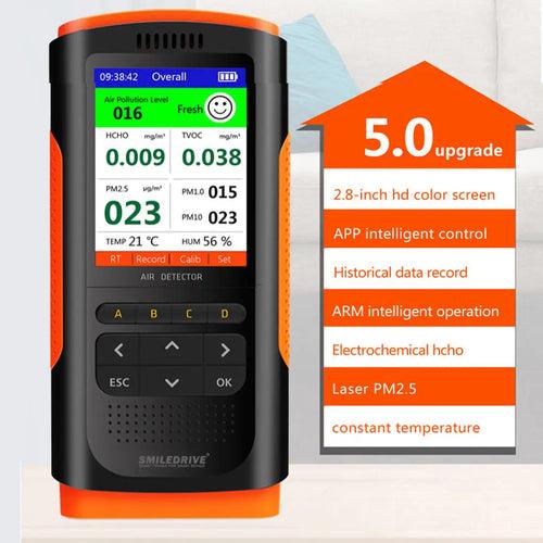 Air Quality Monitor Pollution Detector for HCHO PM2.5 PM1.0 PM10 TVOC Temperature Humidity Tester with Color LCD Screen