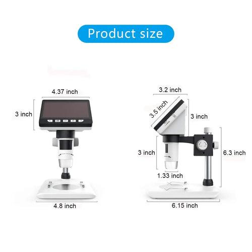 Digital High Definition Microscope with 50-1000x Mangnification 4.3" Screen-USB connects with PC, Built-in card slot (8gb)