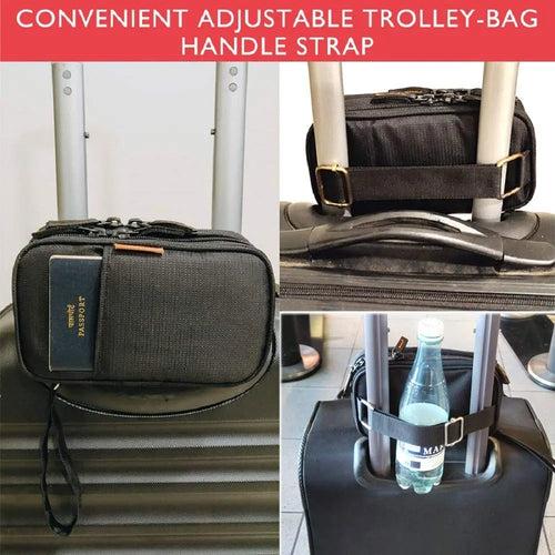 Dual Layer Travel Kit Passport Bag Gadget Organiser with Trolley Handle Strap