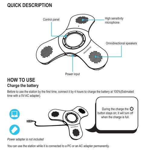 Portable Bluetooth Mobile Conference Call Speaker with Omnidirectional Mic, Echo & Noise Cancellation (REFURBISHED)