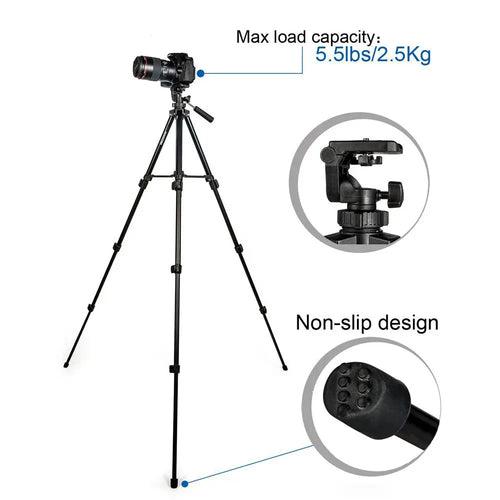 Professional Portable Camera Tripod for DSLRs, Smart Phones, Action Cameras-Max Length 56”