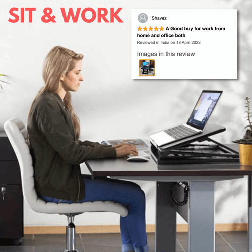 Smiledrive Laptop Standing Desk Table Adjustable Stand Riser for Office Workstation with Mobile Holder Mouse Pad - Made in India