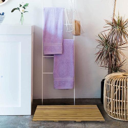 Anti-Slip Shower Floor Bath Mat Teakwood Doormat for Bathtub Spa Relaxation - Brown