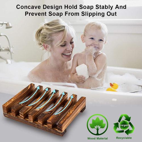 Smiledrive Soap Saver Holder Wooden Dish for Bathroom Kitchen Sink Teak Wood - Brown