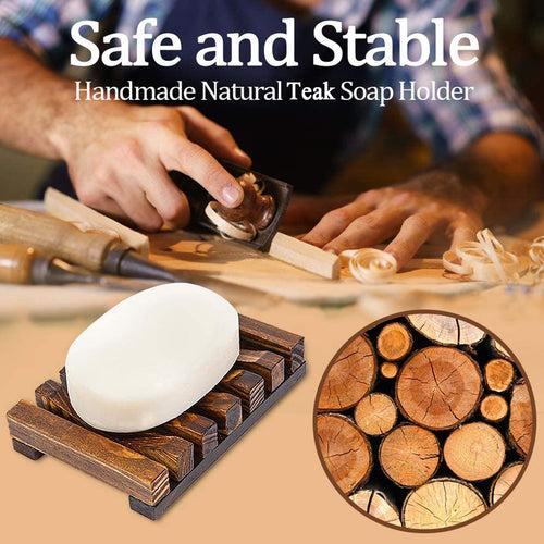 Smiledrive Soap Saver Holder Wooden Dish for Bathroom Kitchen Sink Teak Wood - Brown