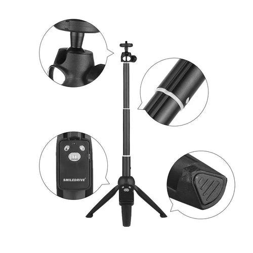 Sturdy Selfie Stick Tripod Monopod Extendable Stand with Wireless Remote Clicker for Smartphones Action Cameras