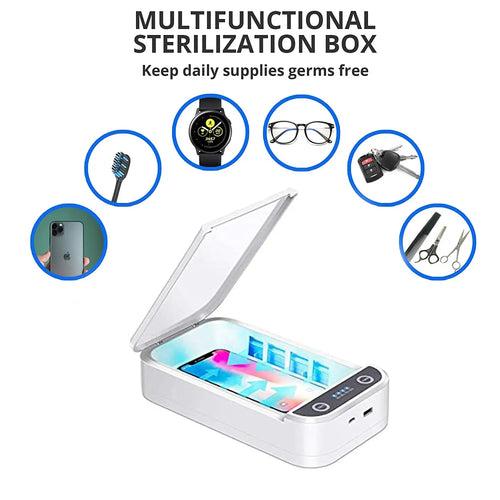 UV Sterilizer Box Smartphone Sanitizing Machine Portable UV Disinfector for iPhones Android Mobile Phones Keys Cash Credit Card Sanitizer