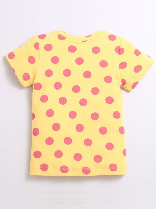 Yellow Printed Night-Suit Sets For Kids Girl.