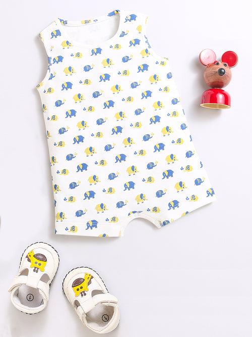 Elephant Print Half Romper For Unisex Baby