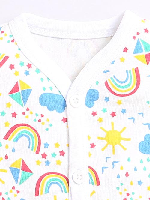 Rainbow Print Open Vest With Bloomer For Unisex Baby