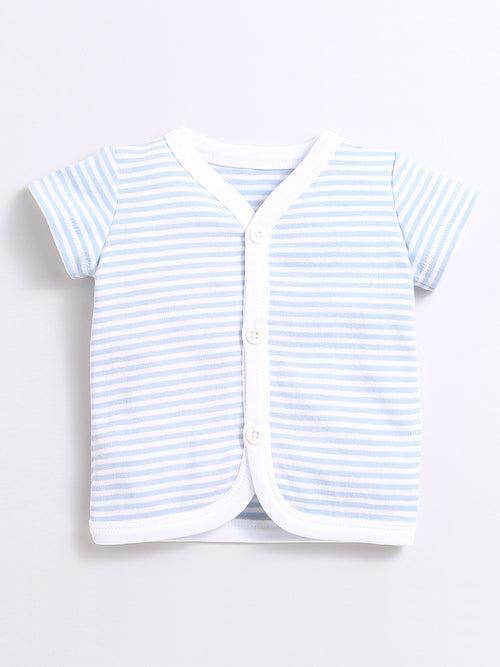 Horizontal Strip Open Vest With Bloomer For Unisex Baby