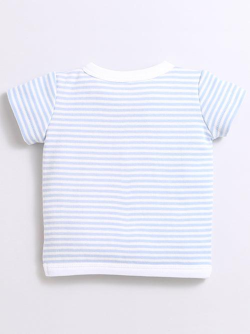 Horizontal Strip Open Vest With Bloomer For Unisex Baby