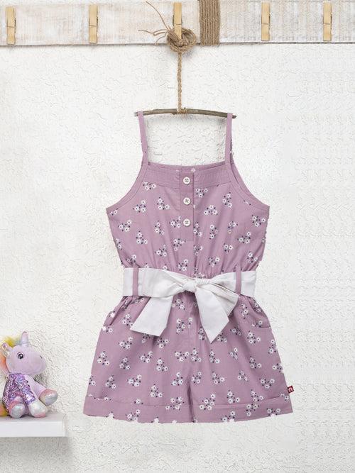 Lavender Color Sleeveless Jumpsuit Dress For Baby Girl
