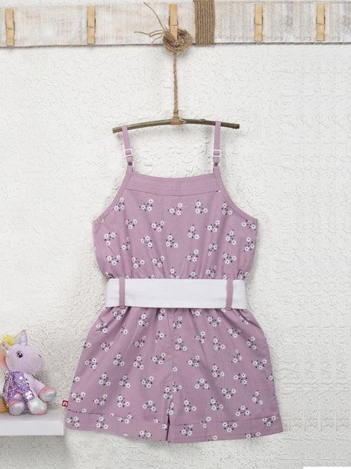 Lavender Color Sleeveless Jumpsuit Dress For Baby Girl