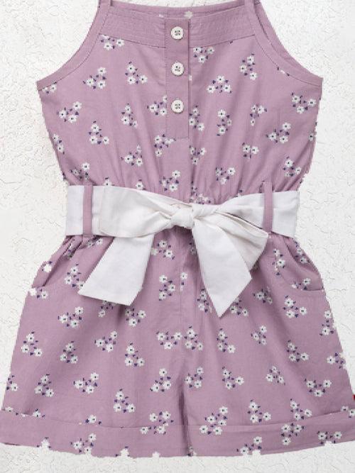 Lavender Color Sleeveless Jumpsuit Dress For Baby Girl