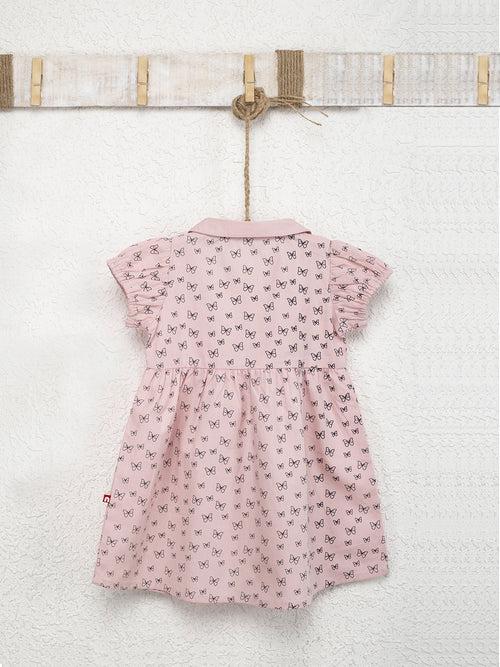 Peach Color Mini Apron Dresses For Baby Girls