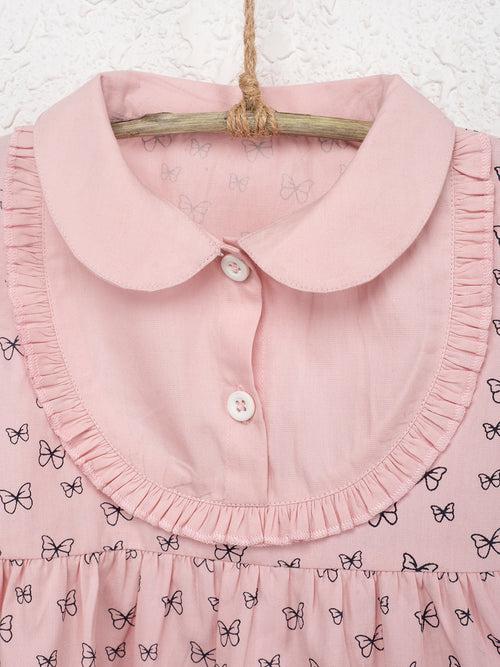 Peach Color Mini Apron Dresses For Baby Girls