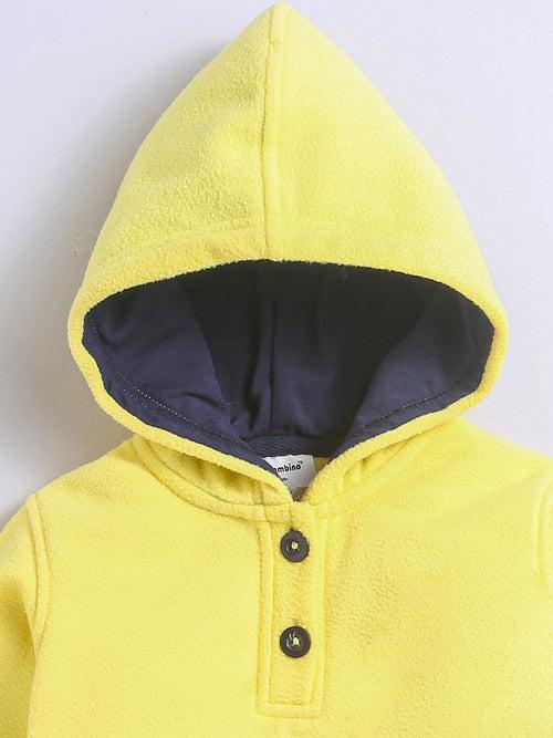 Polar-Fleece Yellow Hoodie Sweatshirt For Unisex Baby