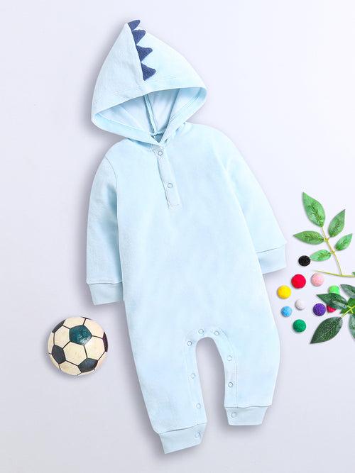 Round Neck Long Sleeve Hooded Romper For Unisex Baby