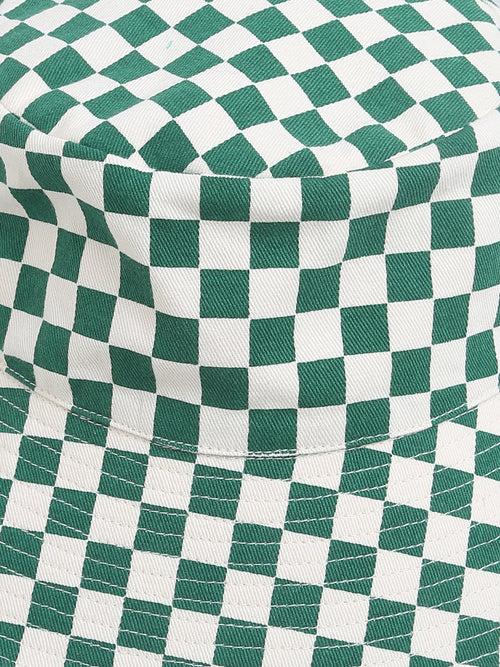 Green Squared Reversible Hat For Unisex Kids