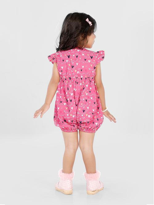 Heart Print Sleeveless Frill Jumpsuit Dress For Baby Girl & Kid girl