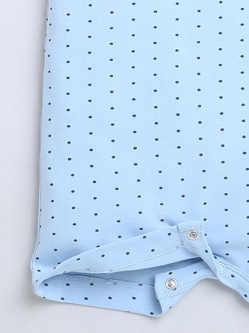 Round Neck Polka Dot Print Sleevless Half Romper For Baby Boys