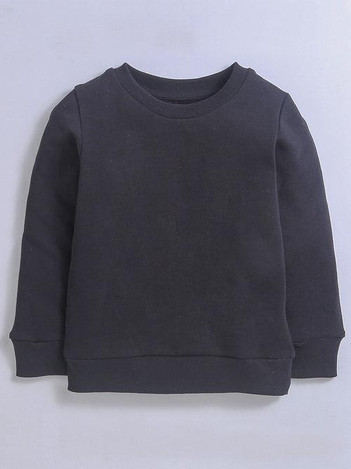 Black Color Round Neck Long Sleeve Sweatshirt For Unisex Kids (Boy & Girls)