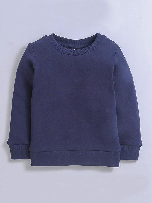 Navy Color Round Neck Long Sleeve Sweatshirt For Unisex Kids (Boy & Girls)