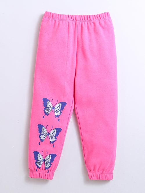 Butterfly Print Top & Bottom Set For Kid Girls