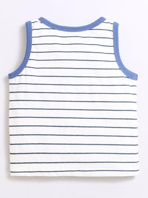 Horizontal Blue Strip Top With Matching Shorts/Top & Bottom Sets For Baby Boy.