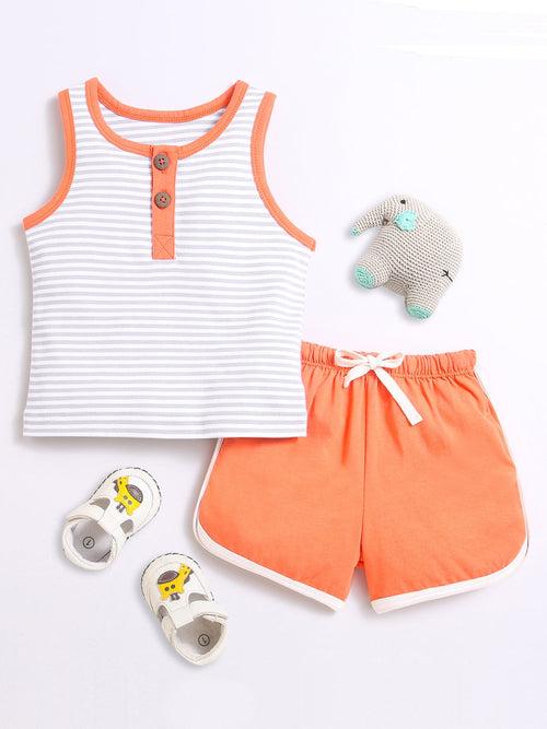 Horizontal Strip Top With Matching Shorts/Top & Bottom Sets For Baby Boy.