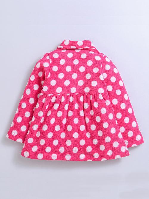 Anti-Pill Polyester Recycled Polar Fleece Long Sleeve Pink Color Winter Waist Coat For Baby Girls