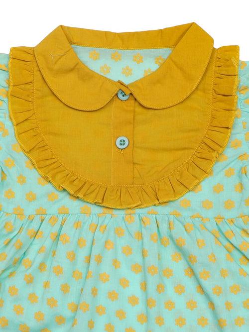 Floral Print Mini/Short Apron Dress For Baby Girls