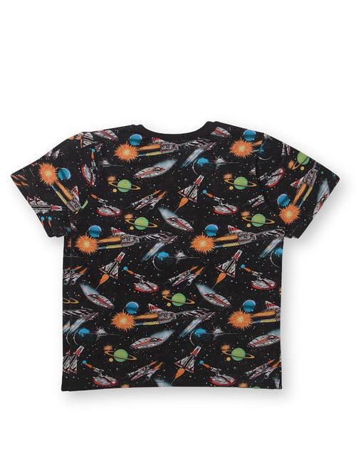 Short Sleeve Round Neck Black T-Shirt For Boy.