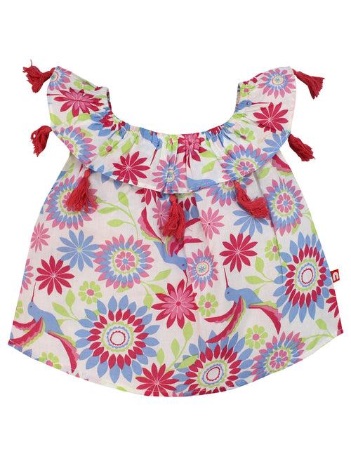 Floral Print Tunic Top For Baby Girls