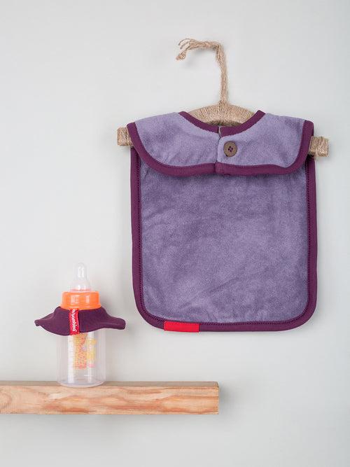 Purple Color Infant/Baby Bib With Bottle Drip.