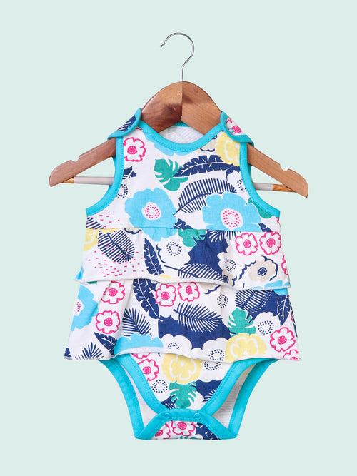 Multi-Color Sleeveless Onesie Dress For Baby Girls