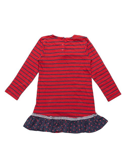 Full Sleeve Round Neck Strip Dress for Baby Girls