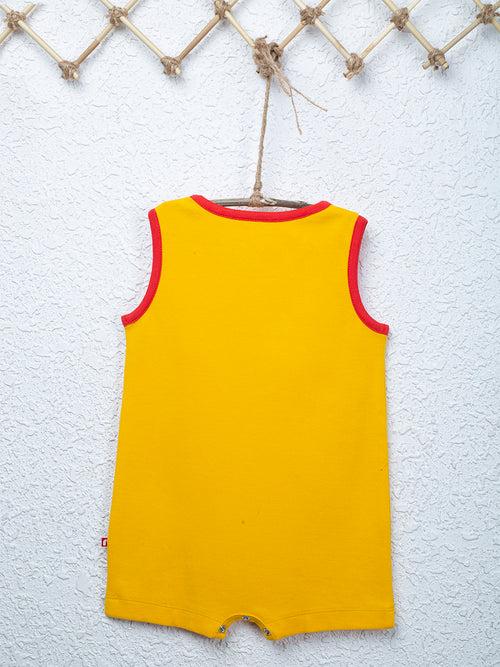 Round Neck Yellow Color Sleeveless Romper For Unisex Baby