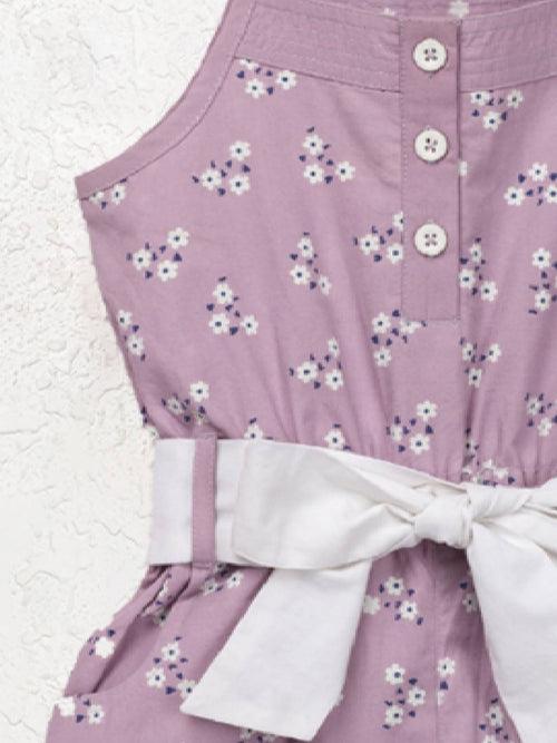 Lavender Color Sleeveless Jumpsuit Dress For Baby Girl