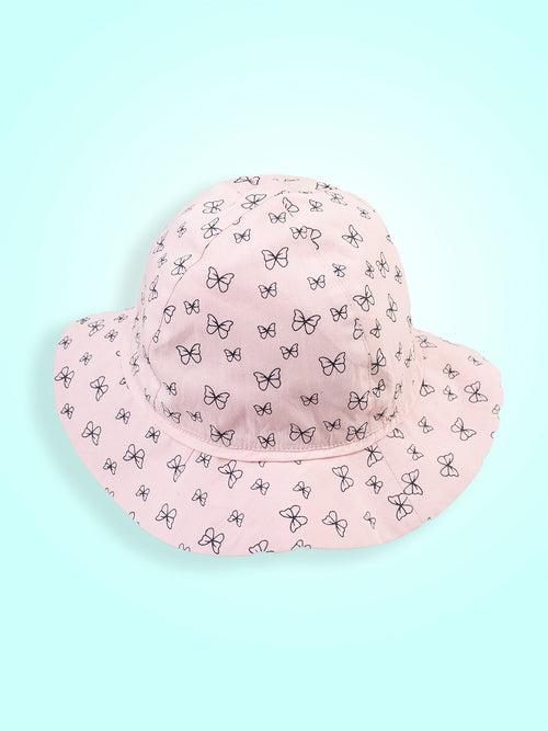 Peach Color Sun Protection Hat For Baby Girls