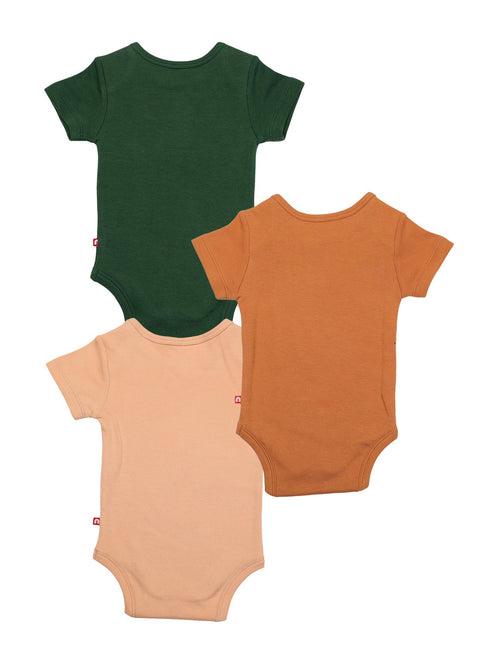 Short Sleeves Multi-Color Pack Of 3 Bodysuit For Unisex Baby