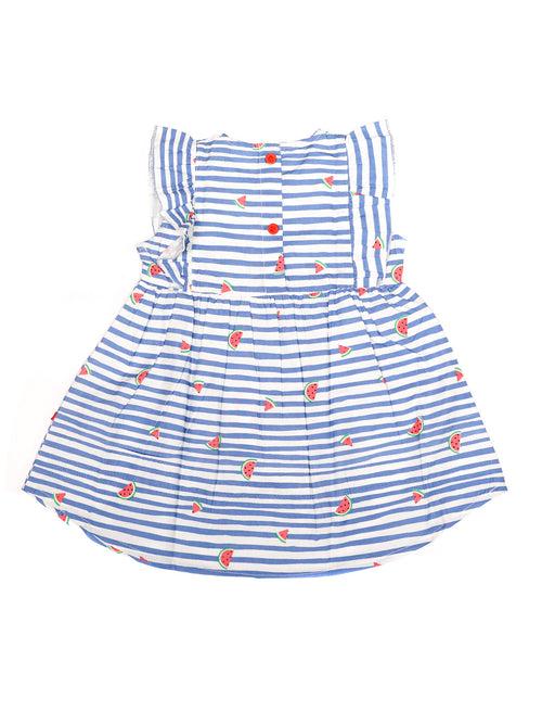 Cap Sleeve Watermelon Slice Print Ruffle Bow Dress For Baby Girls.