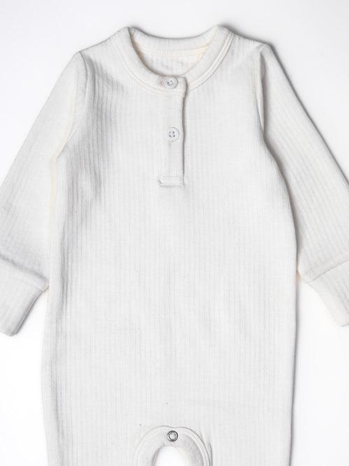 White Color Full Sleeve Thermal Romper For Unisex Baby (Baby Boy & Baby Girls)