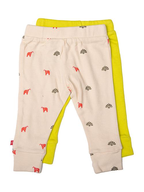 Yellow & Cream Legging Sets (Pack Of 2) For Baby Girls