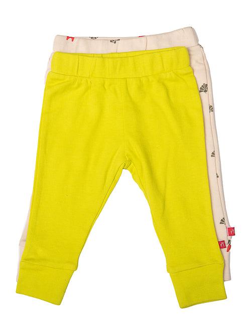 Yellow & Cream Legging Sets (Pack Of 2) For Baby Girls