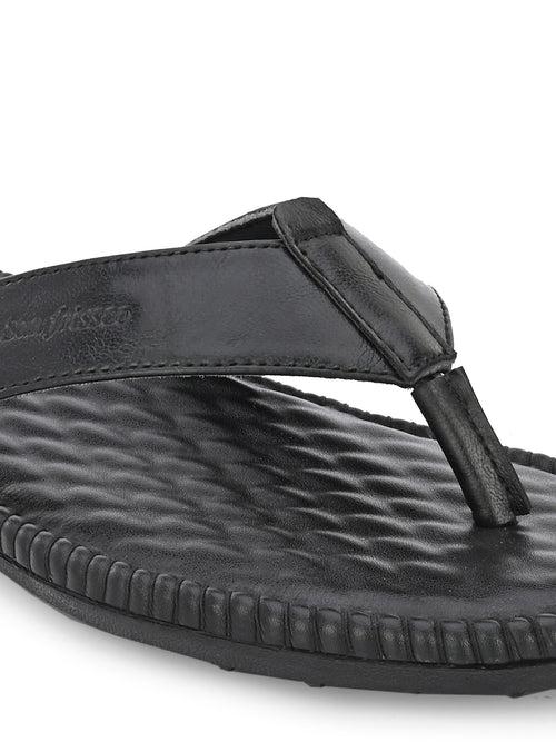 Canva Black Thong Slippers