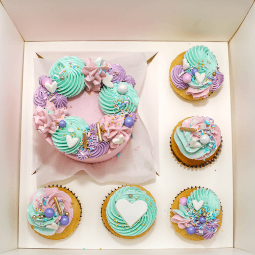 Pastel Bento Box Cake & Cupcakes