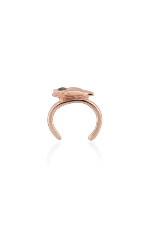 Heart Leaf Midi Ring - Rosegold